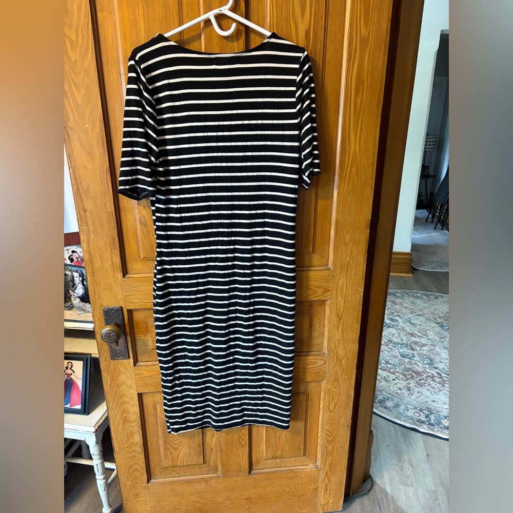 love, Fire Black and White Striped Maxi Dress